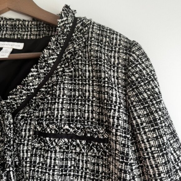 Charter Club Blazer Wool Blend Tweed Plaid Old Money Academia Quiet Luxury - XL - Picture 2 of 6
